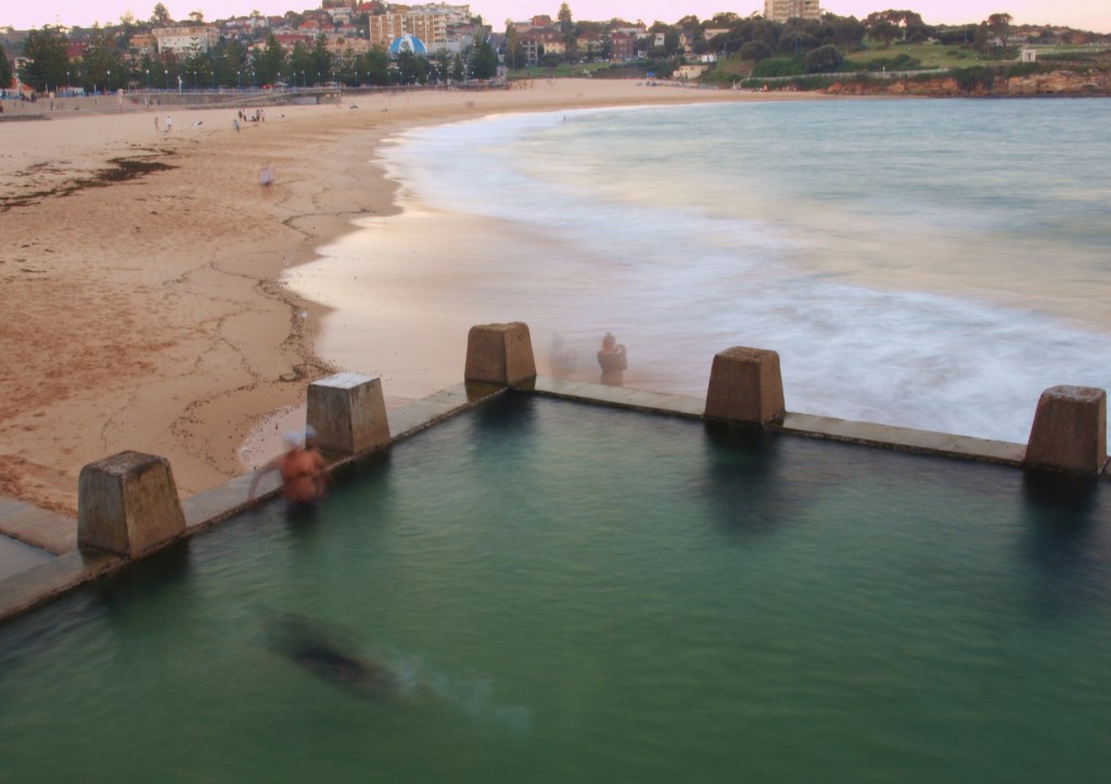 Swimming at the beach pool